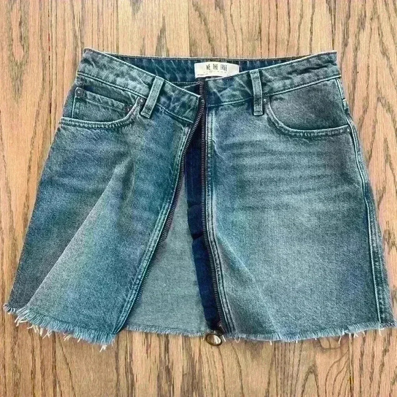We The Free Women’s Denim Front Zip Mini Skirt Size 26 - Picture 11 of 14